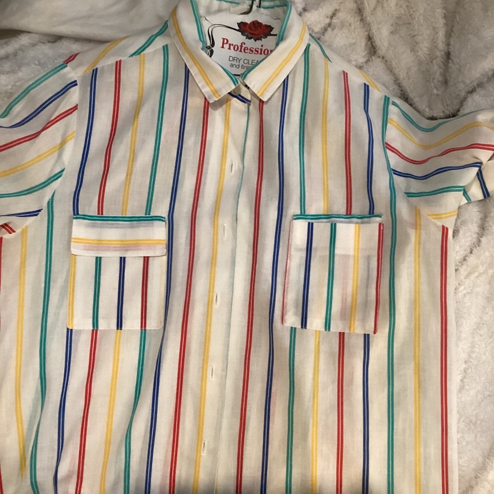 Vintage paper tag short sleeve button down collar shirt